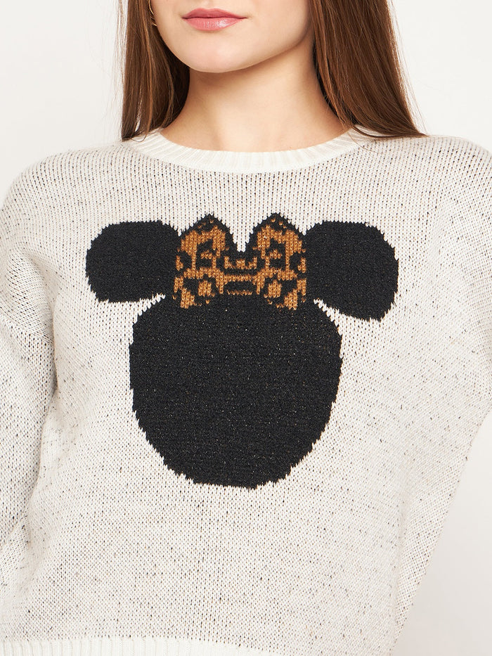Madame Women Solid Off White Sweater