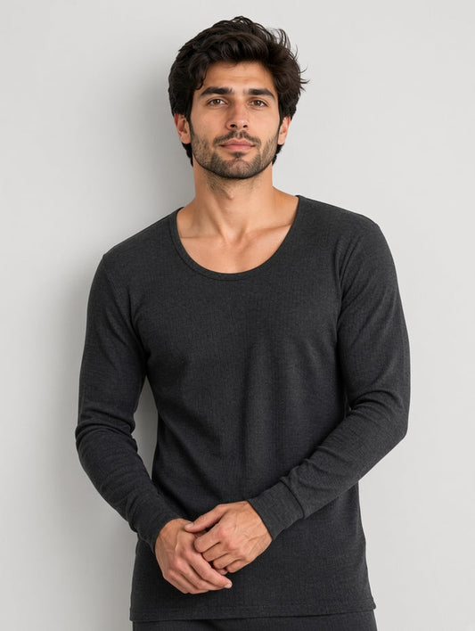 Men's Charcoal Grey Premium Poly Wool Thermal Shirt (8/1)