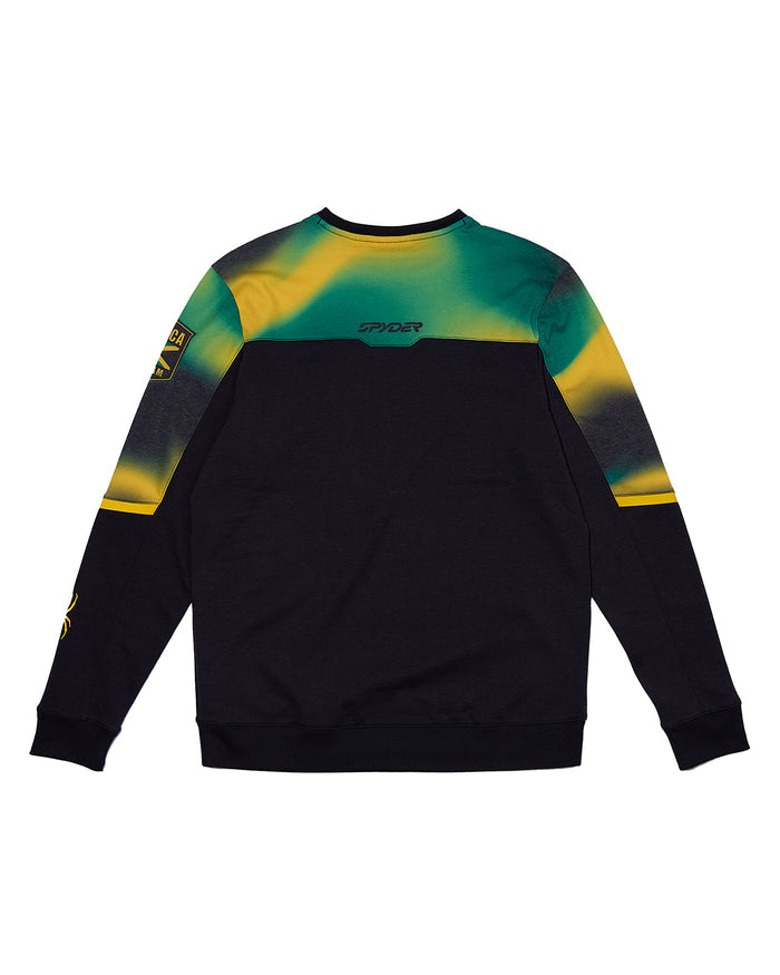 Sweatshirt with black and green gradient design on a white background