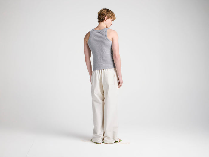 MENS RIB VEST IN MID GREY MELANGE