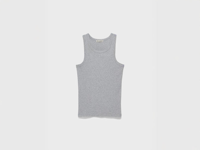 MENS RIB VEST IN MID GREY MELANGE