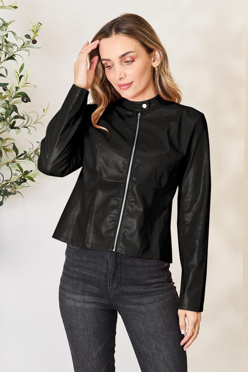 Mock Neck Zip Up Jacket - Madikfashions.com