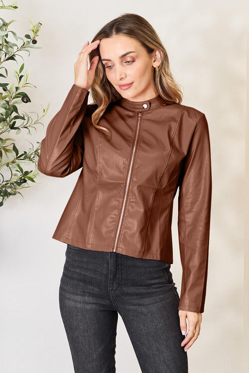Mock Neck Zip Up Jacket - Madikfashions.com