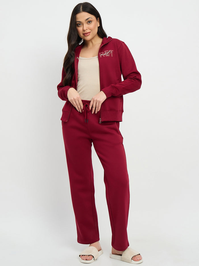 mSECRET Maroon Cotton Blend Track Bottoms