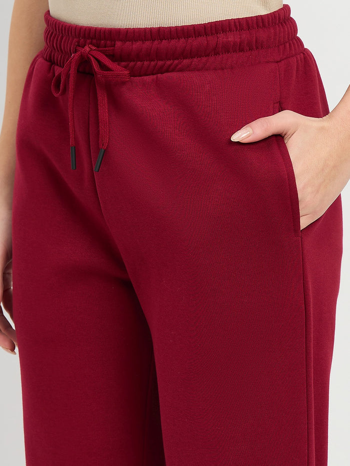 mSECRET Maroon Cotton Blend Track Bottoms