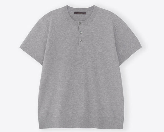 Muscle Fit Project Henley Neck Short Sleeve Knit