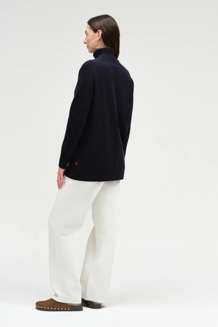Navy Wool-Cashmere Long Cardigan