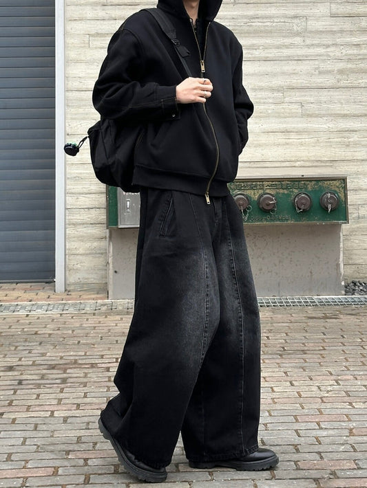 Pin Tuck Balloon Denim Pants