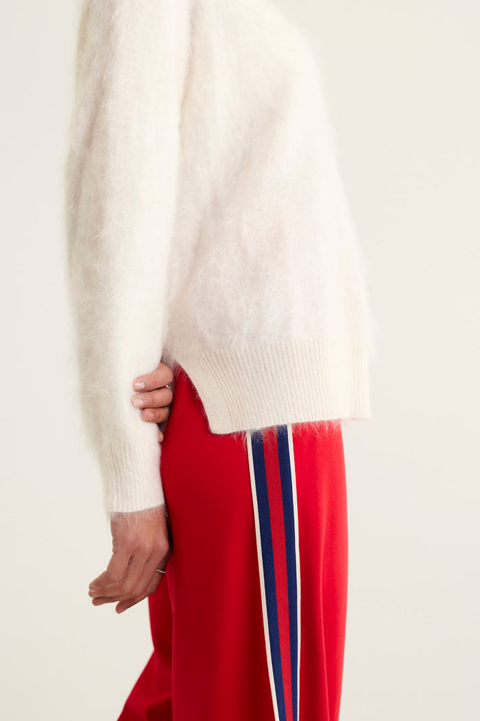 Rose Brushed Cashmere Polo In Ivory