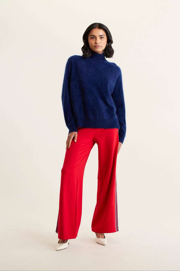 Rose Brushed Cashmere Polo In Navy