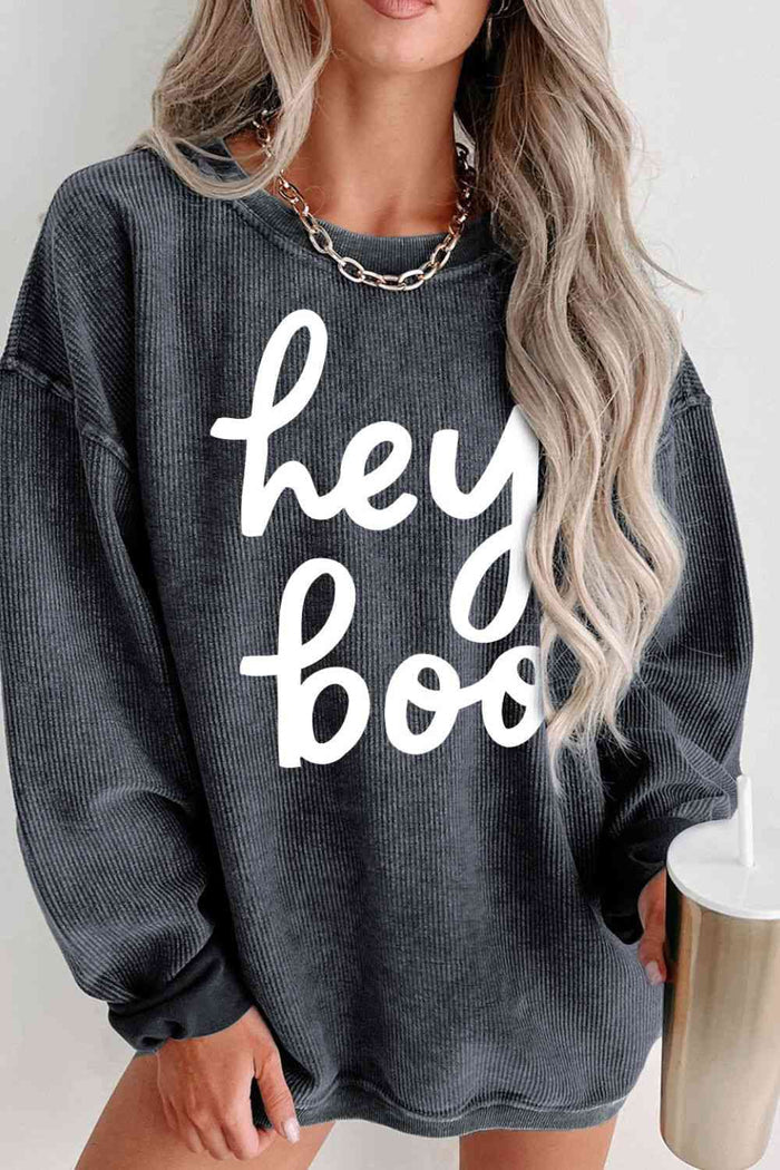 Round Neck Dropped Shoulder Graphic Sweatshirt - Madikfashions.com