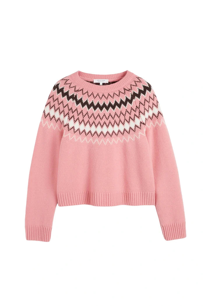 Salmon Wool-Cashmere Fair Isle Sweater