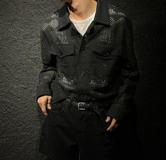 Sheer Lace Utility Shirt