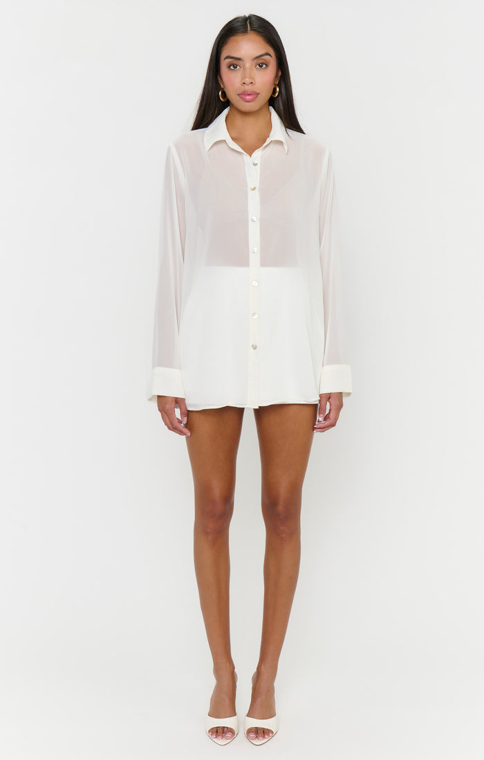 Smith Button Down ~ Wedding Cake Chiffon