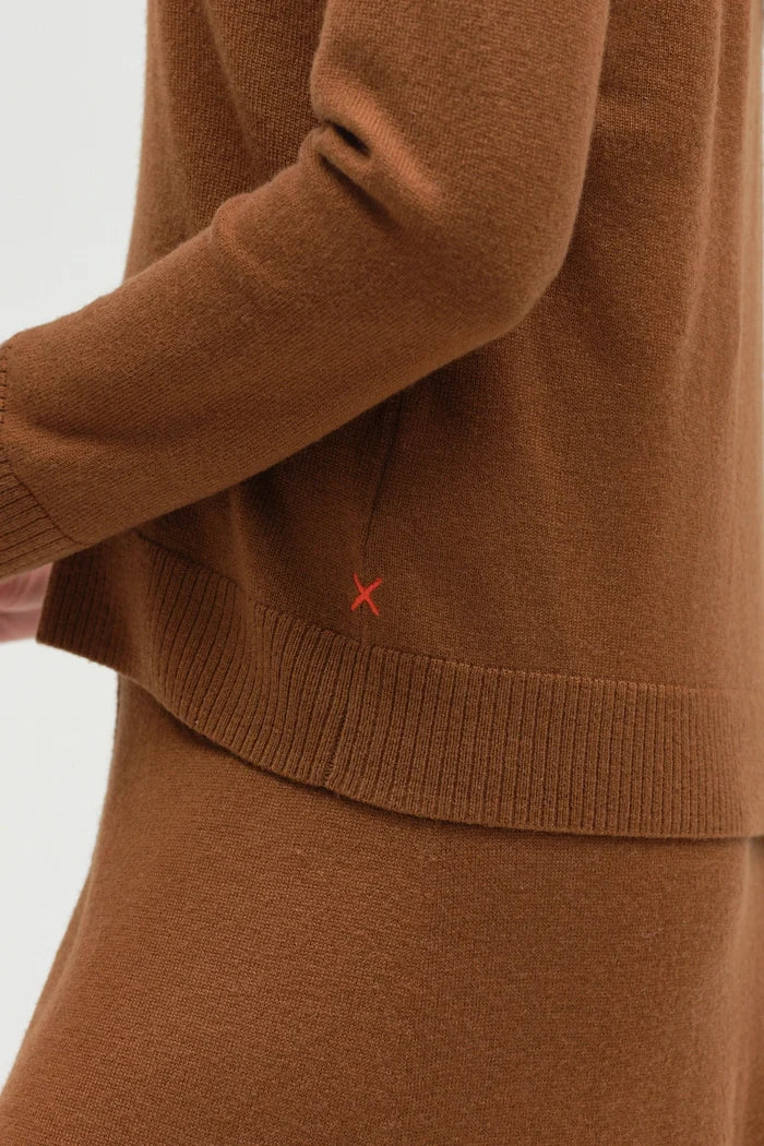 Toffee Wool-Cashmere Collared Sweater
