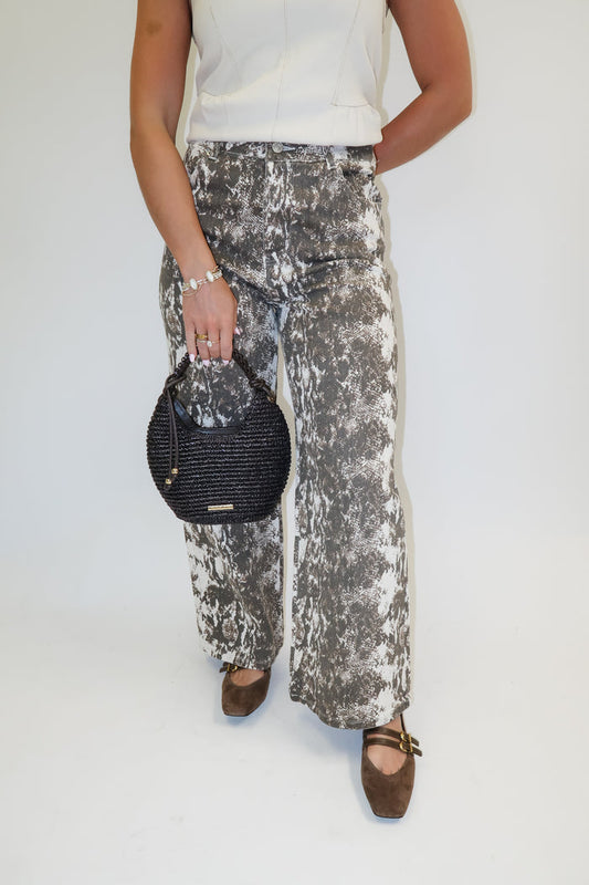 Wild Side Taupe Stretch Animal Print Pants - The Pink Tulip Clothing