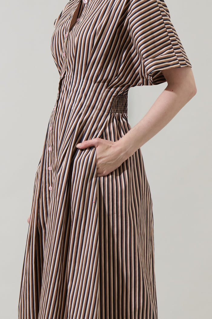 Wilderra Pleated Midi Dress Tiramisu