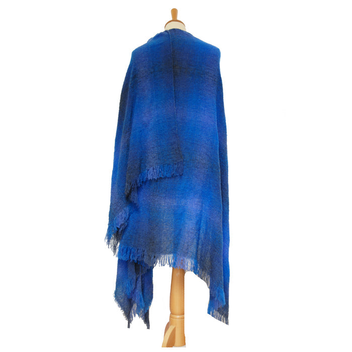 Blue Check - Lambswool Ruana
