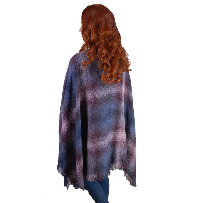 Plum Check - Lambswool Ruana