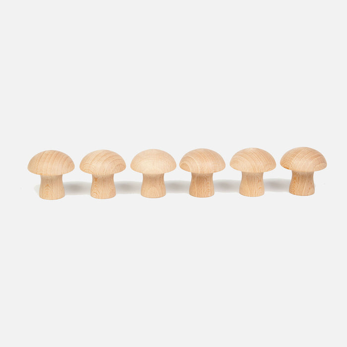 Wooden Natural Mushrooms - 6 Pieces